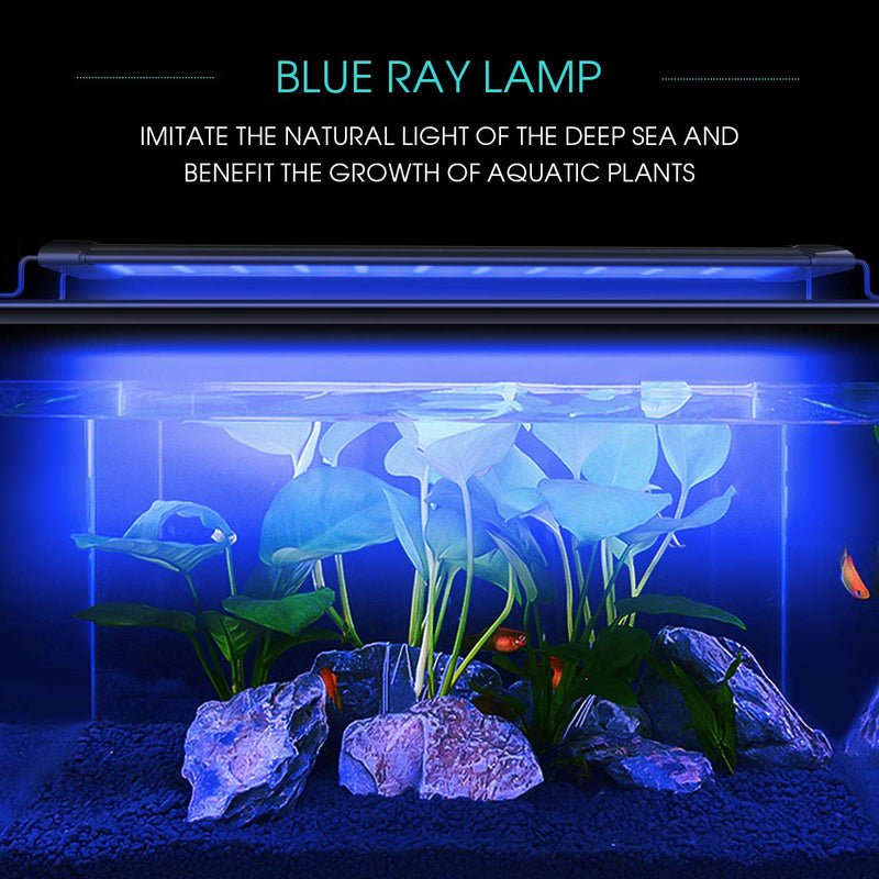 [Australia] - UPMCT Aquarium Light, 11-56 Inches Fish Tank Light with Extendable Brackets, 2-Channel Control White and Blue LEDs with Brightness, Color Rendering and Good Lighting Effect (11-14 in) 11-14 in 