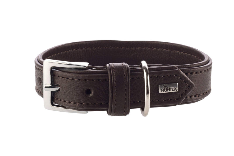 HUNTER WALLGAU dog collar, leather, 30 XS, dark brown 30 (XS) - PawsPlanet Australia