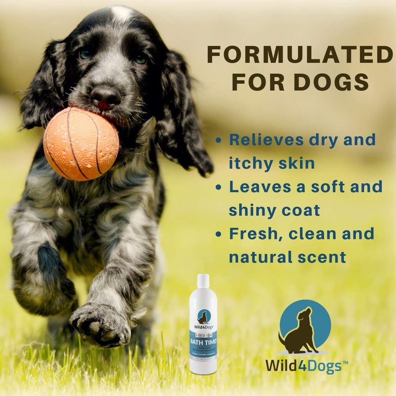 [Australia] - Wild 4 Dogs Premium Oatmeal & Aloe Shampoo for Dogs and Puppies - for a Fresh and Clean Dog - All Natural, No Harsh Chemicals, Relieves Dry Itchy Skin, Anti-Itch Shampoo 16 Ounce 