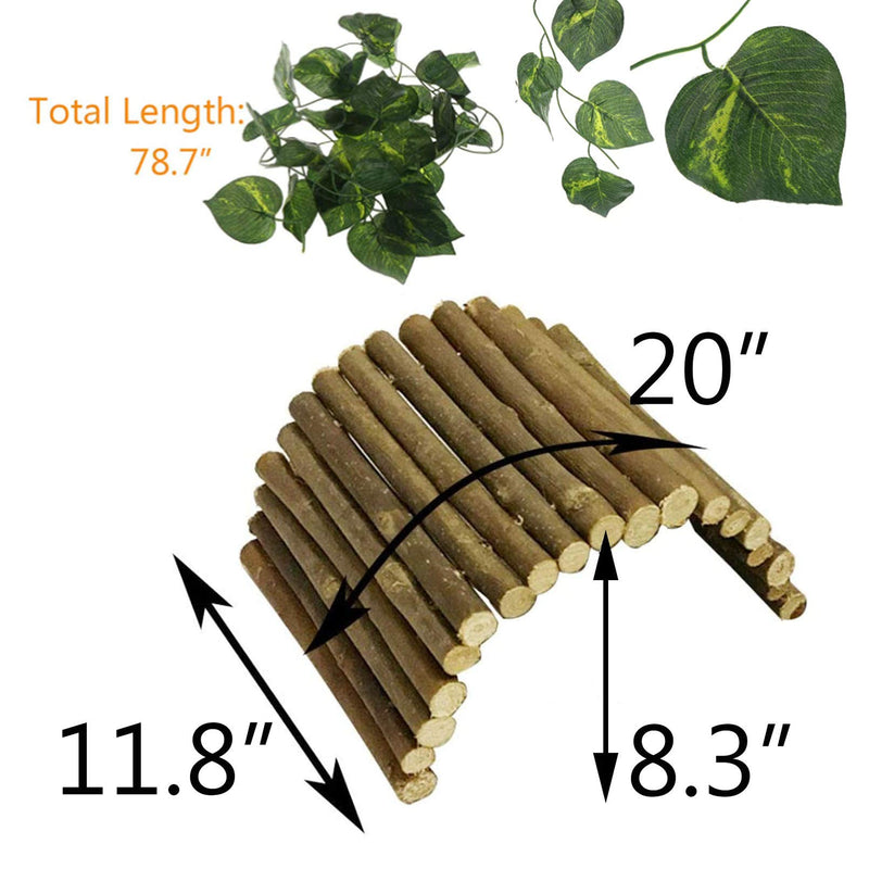 Hamiledyi Reptile Decor Hideout Wooden Guinea Pig Bridge Bendy Tunnel for Rodents Chewing Climbing Ladder Hideaway for Gecko Spiders Lizards Snakes Gerbil Rabbit Ferret Hedgehog Rat Gerbil - PawsPlanet Australia