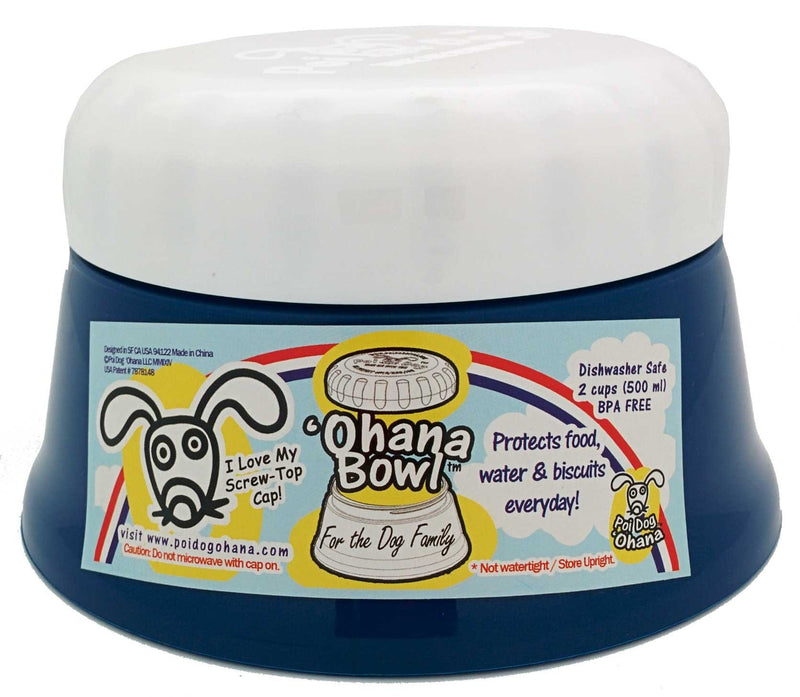 [Australia] - Travel Dog Bowl with a Screw Top Lid - 'Ohana Bowl - Holds 2 Cups of Food Blue 