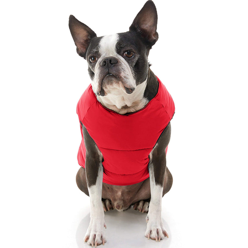 Gooby Padded Vest Dog Jacket - Solid Red, X-Large - Warm Zip Up Dog Vest Fleece Jacket with Dual D Ring Leash - Water Resistant Small Dog Sweater - Dog Clothes for Small Dogs Boy and Medium Dogs Red Solid X-Large chest (56 cm) - PawsPlanet Australia