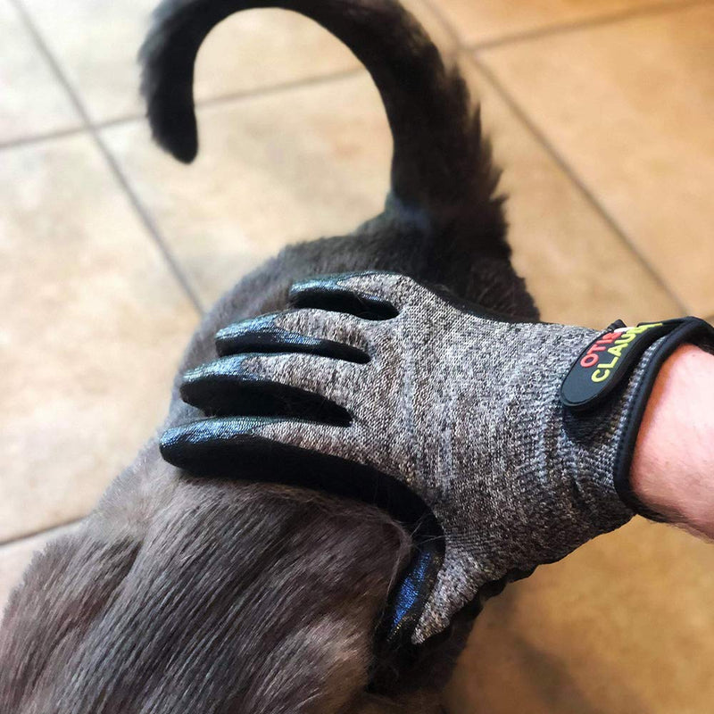 [Australia] - Otis & Claude Pet Grooming Gloves with Adjustable Strap - Gentle and Comfortable Hair Remover, Bathing, Massage, Brush - Left & Right - for Cats, Dogs & Horses 