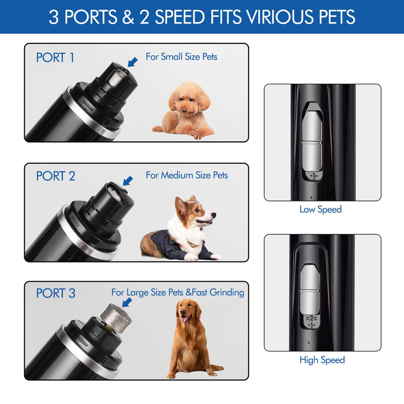 [Australia] - Dog Nail Grinder Upgraded Powerful Motor - Premium Silent Pet Nail Trimmer, 2-Speed 20h Working Time Electric Pet Nail Grinder, Nail File for Small Medium Large Dogs and Cats 