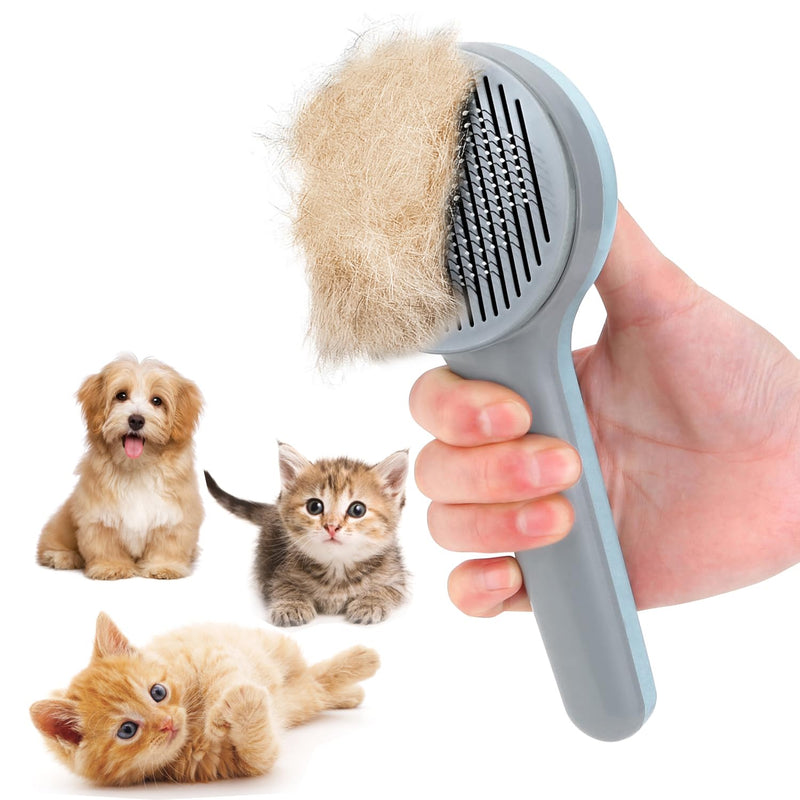 Cat brush, pet brush, long hair, cat comb, self-cleaning slicker brush, gently removes loose undercoat, mats, hair, grooming brush for cats, dogs, massage cleaning brushes, cat brush - PawsPlanet Australia