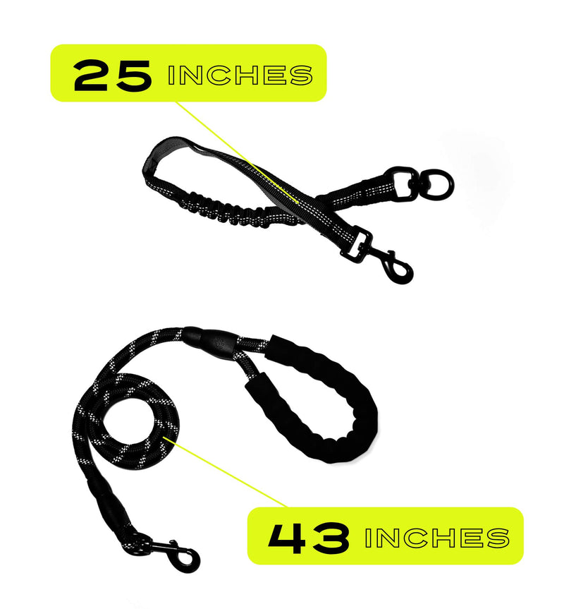 [Australia] - Bongomongo Dog Leash Heavy Duty Rope Leash for Large and Medium Dogs with Anti-Pull Bungee for Shock Absorption - with Reflective Stitches for Training, Walking, Jogging and Running Your Pet 