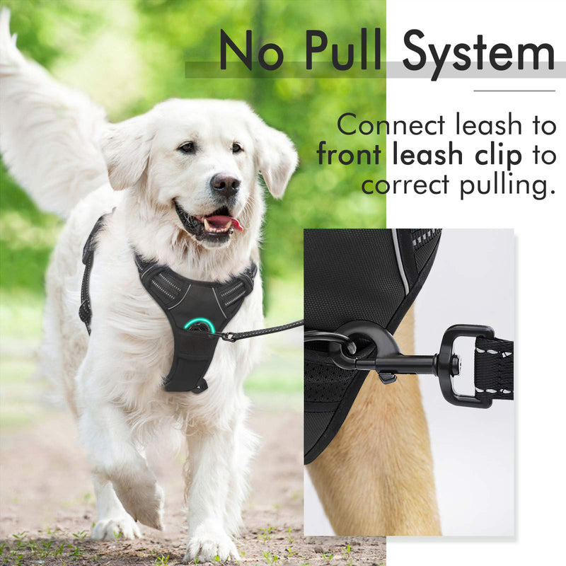 rabbitgoo No Pull Dog Harness Padded Adjustable Pet Vest Harness with Handle Front Clip Harness for Large Dogs Training or Walking, Durable and No Choking Black - PawsPlanet Australia