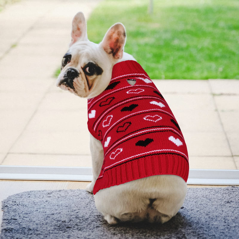 Queenmore Valentine Dog Sweater,Small Dog Sweater for Tiny Dogs,Teacups,frenchies,Chihuahuas,Yorkies,Turtleneck Girl Dogs Red Knit Sweaters Red,S Small - PawsPlanet Australia