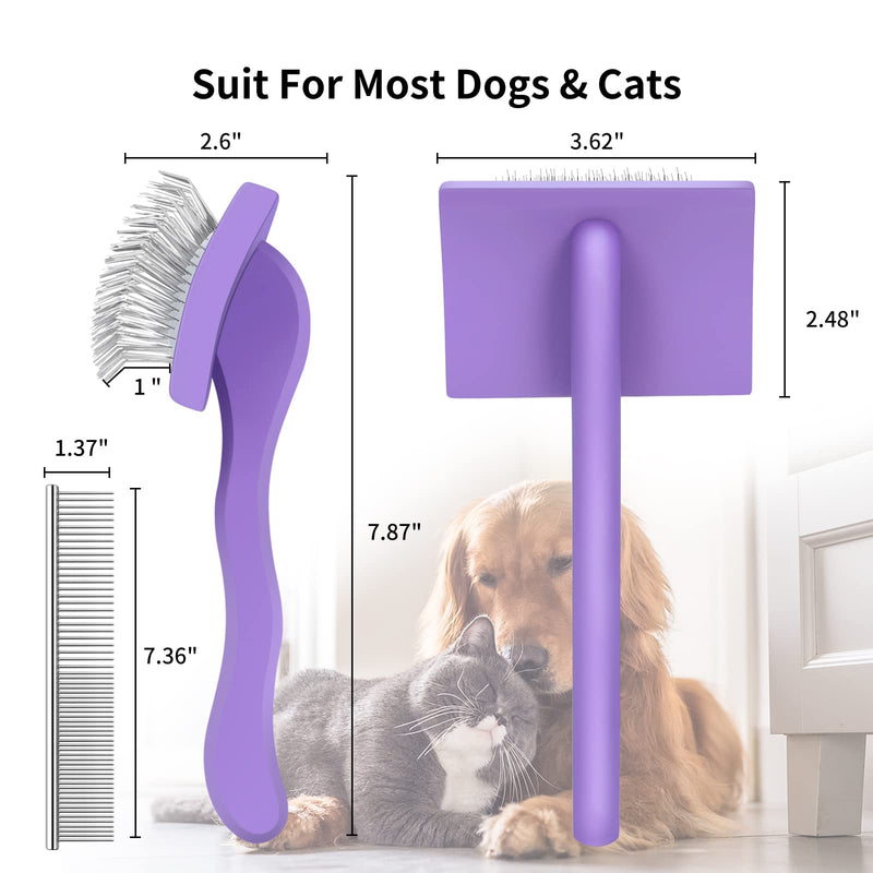 Pet Slicker Brush for Medium or Long Haired Dogs and Cats, Extra Long Pin Slicker Brush for Removes Loose Hair, Tangles, Knots, Best Grooming Brush for Professional Pet Groomers, Free Dog Comb, Large - PawsPlanet Australia