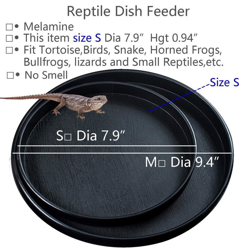 Fuongee Reptile Water Food Dish Bowl Turtle Feeder Tortoise Feeding Dish Container S Black - PawsPlanet Australia