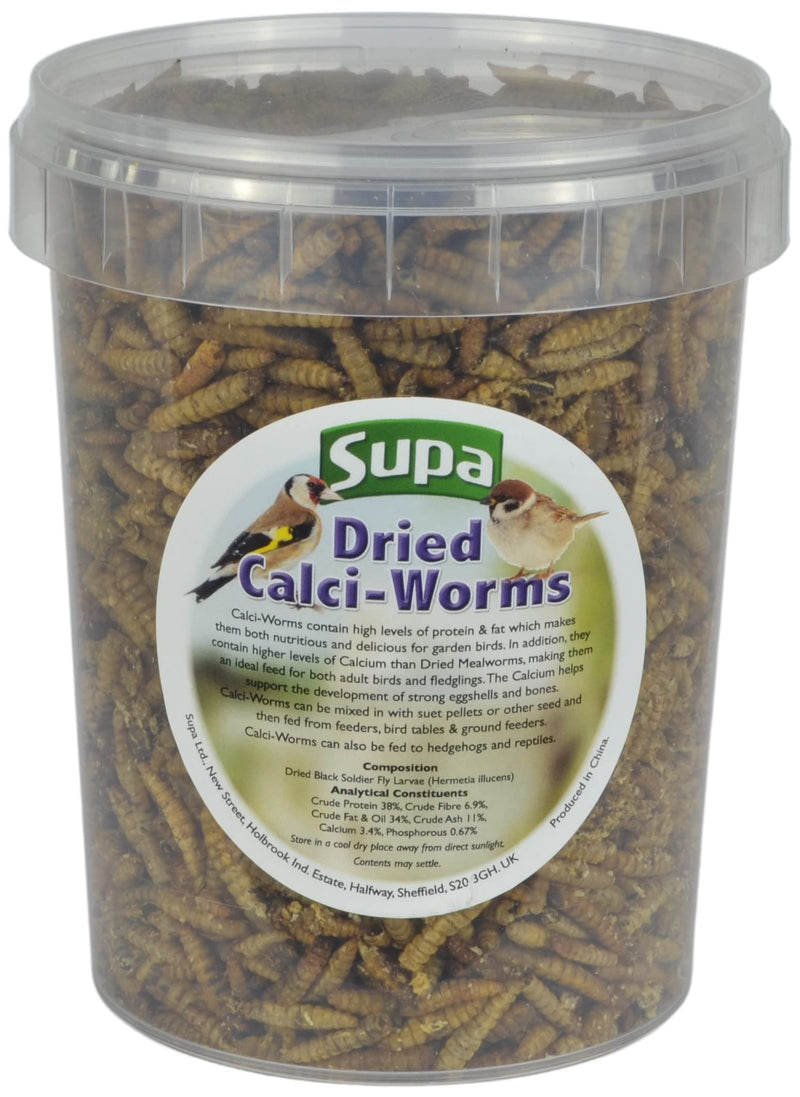 Supa Dried Calci Worms for Wild Birds, 1 Litre Bucket, High Energy Protein Rich Treat For Garden Birds, Attract More Birds To Your Garden, Quality Wild Bird Food - PawsPlanet Australia