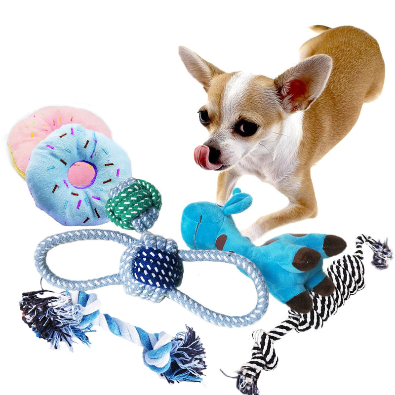 [Australia] - BUIBIIU Dog Toys Small Dog Chew Toys Dog Teething Toys Squeaky Toys Chihuahua Pomeranian Corgi and PoodlesToys 6 PCS blue, green, black 