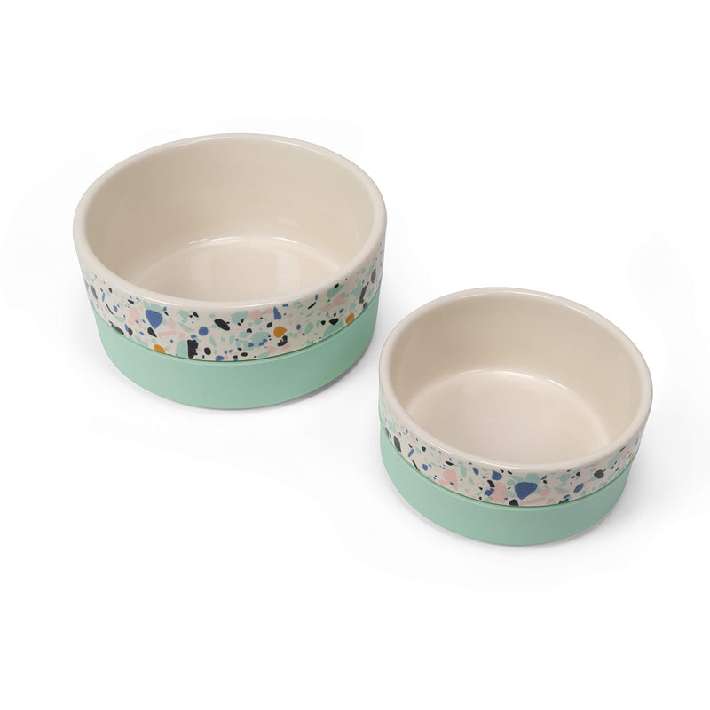 [Australia] - Now House by Jonathan Adler for Pets Ceramic Bowls and Durable Ceramic Pet Food Bowls | Great for Wet Food, Dry Food, and Water | Available in Multiple Prints and Sizes Terrazzo 3 Cups 