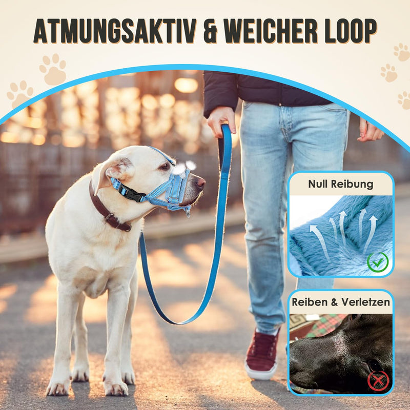 Eyein Muzzle for Small Dogs, Adjustable Reflective Nylon Dog Muzzle with Connecting Strap, Dogs Can Pant and Drink, Prevents Biting, Barking and Chewing (Blue, S) Blue - PawsPlanet Australia
