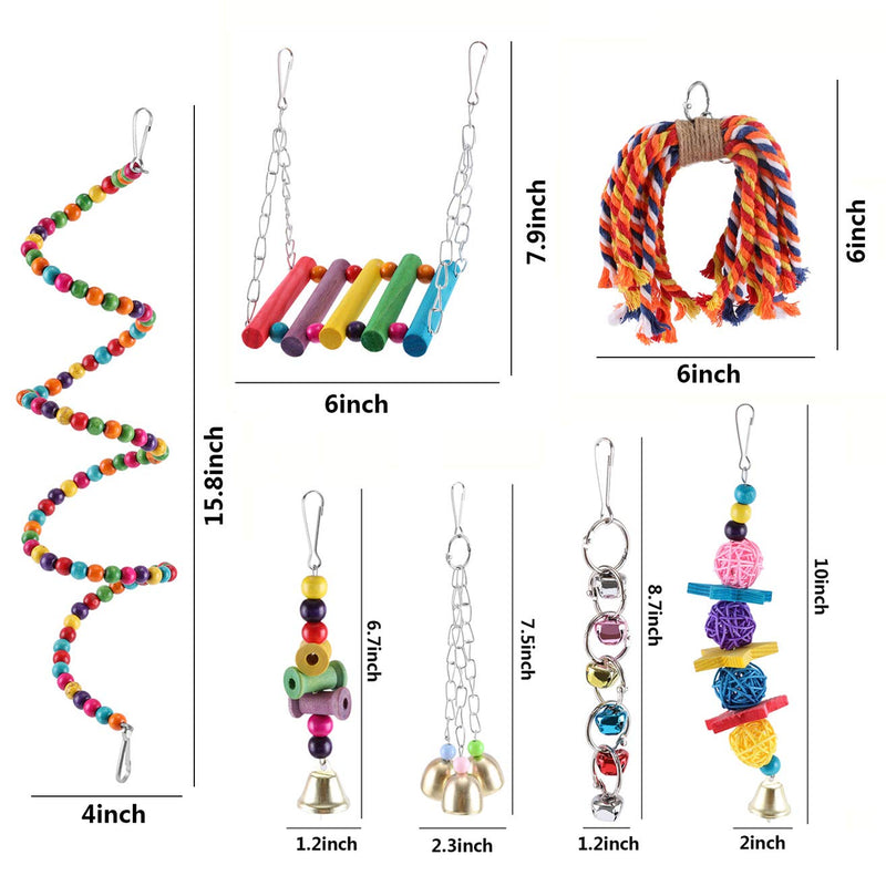 Miumiu Parrot Toys, 7Pack Parrots Cage Toys Bird Chewing Toys Bells Hanging Swing Shredding Chewing Toy for Small Parrots, Parakeets, Cockatiels, Budgie, Conures, Macaws, Love Birds, Finches, Mynah - PawsPlanet Australia