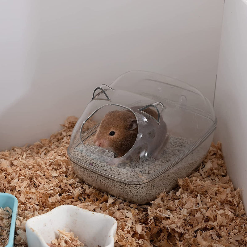 Hamster Sand Bath Container Small Pet Bathtub Sauna Toilet Washroom Box with Shovel Small Animal Bathroom for Syrian Gerbil Dwarf Guinea Pig Rat Mice (Small) - PawsPlanet Australia