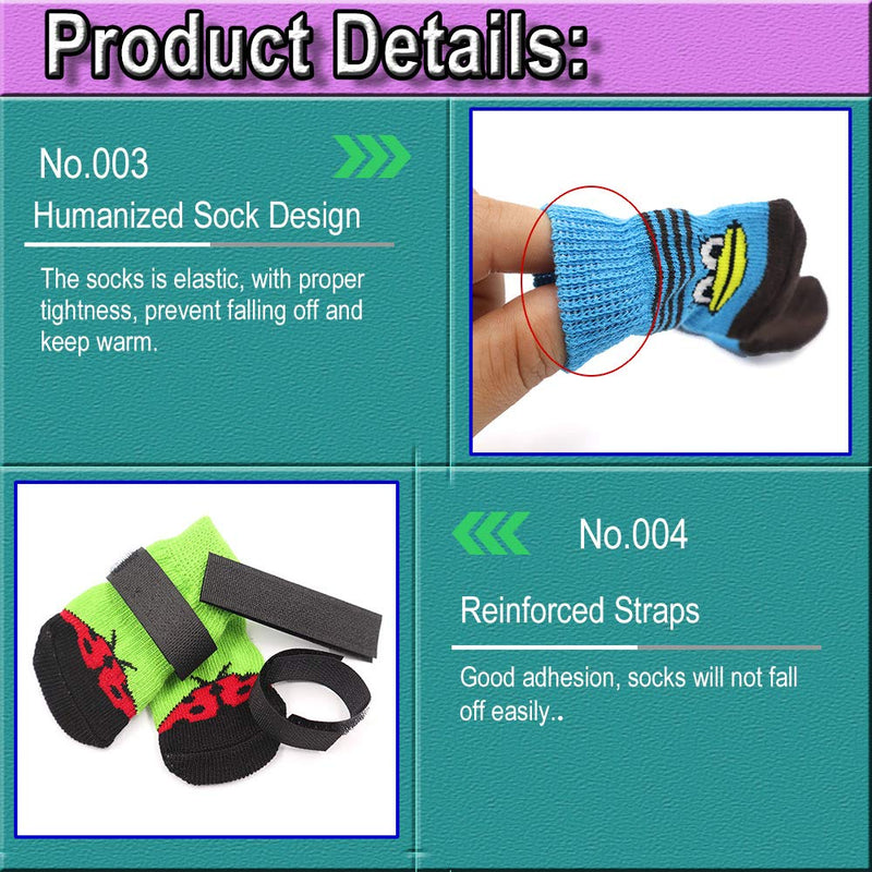 N/A/ 4 Pairs Anti-Slip Dog Socks with Adjustable Straps, Soft Pet Paw Protection Rubber Sole, Traction Control for Dog Puppy Cat Indoor on Hardwood Floor Wear (S) - PawsPlanet Australia