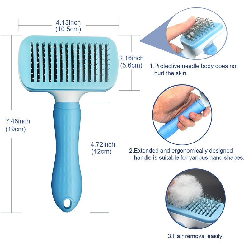 KEENWITS Pet Hair Remover Kit - Self Cleaning Dog Brush for Shedding Short Hair Cats Slicker Brushes for Shedding Long Haired and Massaging Grooming Gloves, Efficiently Reduces Deshedding by up to 95% Thick Needle - PawsPlanet Australia