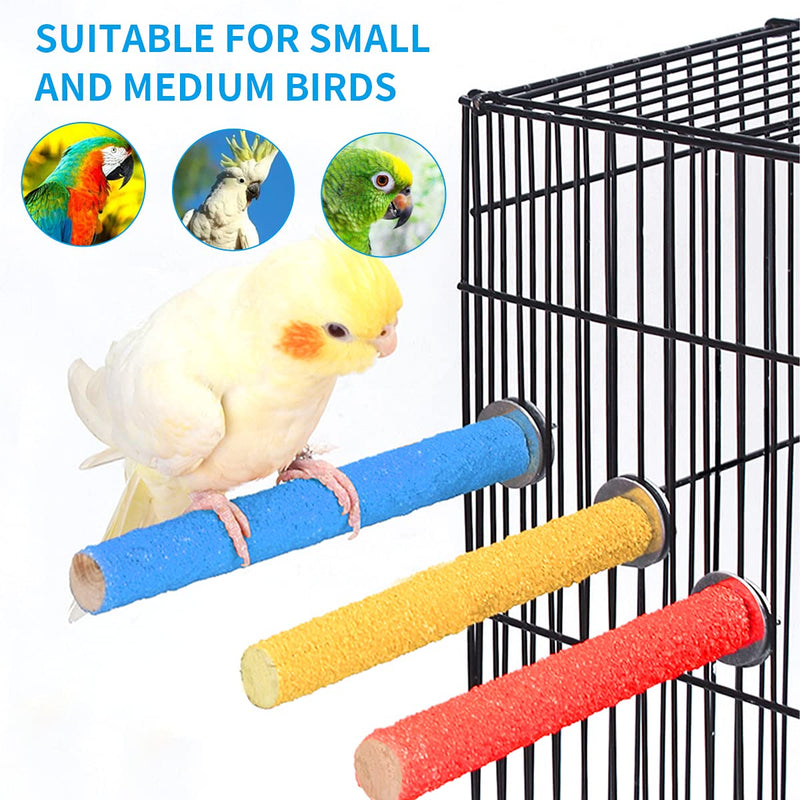 Eunice Bird Perches Parrot Stand Sand Perches Wooden Bird Cage Perch Toy Colorful Paw Grinding Stick Cage Accessories for Parakeets Conures Cockatiels Lovebirds 7 Pack - PawsPlanet Australia