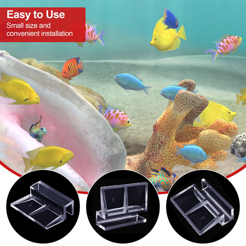 OIIKI 8 PCS Aquarium Glass Cover Clip, Clear Acrylic Support Holder, Aquarium Lid Clips Clamps, for Aquarium Fish Tank (8mm) - PawsPlanet Australia