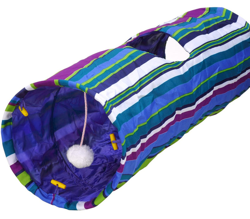 Dehner Cat Tunnel Color XL, Diameter 25 cm/Length 90 cm Polyester Blue - PawsPlanet Australia