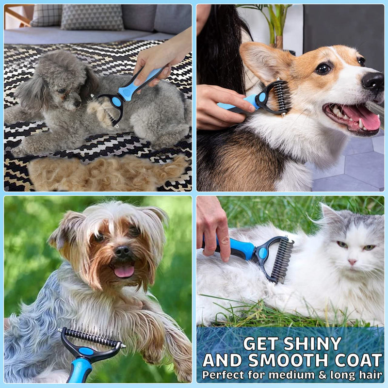 XLZJYIJ Cats and Dogs Undercoat Brush, 2-in-1 Undercoat Comb, Dog Comb, Cat Brush, Removes Undercoat Dog Comb for Pet Grooming and Hair Removal, Prevention of Knots and Tangled Hair - PawsPlanet Australia