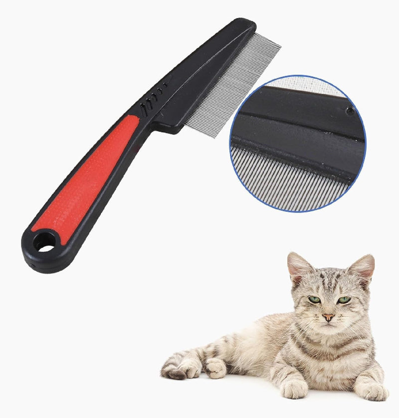 Mnixy U7EQ Flea Comb for Cats and Dogs, Anti-Tangle, Grooming Comb with Easy Handle, Long Use, Stainless Steel (Teeth) Plastic, Pink 1Pcs - PawsPlanet Australia