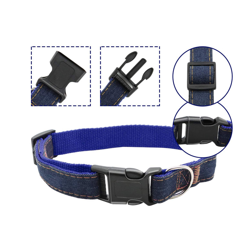 3 Pieces Adjustable Soft Dog Collar Medium Basic Collars Denim Fabric Nylon Breathable Collar for Medium and Large Dog Collars for Daily Training Walking Running Outdoor (Red,Black and Blue)M Size - PawsPlanet Australia