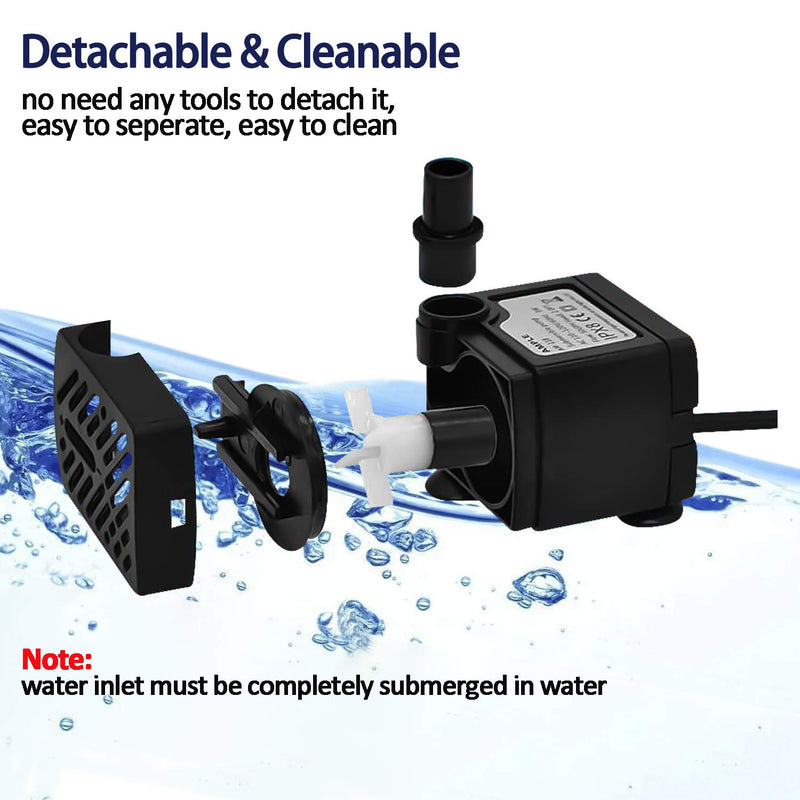 Mini Submersible Pump 50 GPH 3W Water Pump For Aquariums Fish Tank, Indoor&Outdoor Fountain Wave Maker Pump For Pool, Pond, Statuary, Hydroponics - PawsPlanet Australia