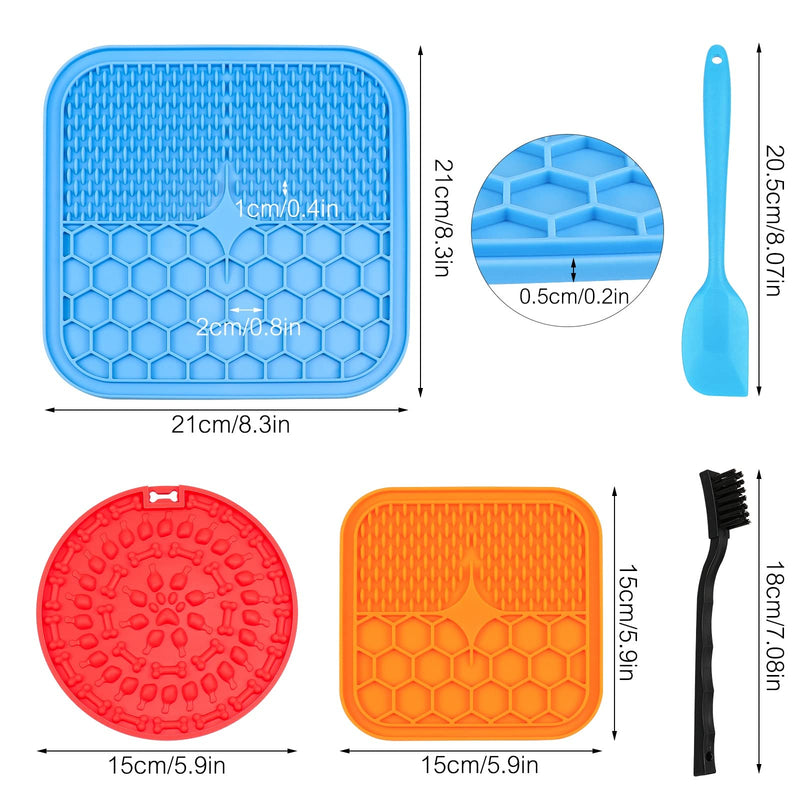 Hysagtek 3 Pcs Dog Lick Pad Mat with Suction, Washing Distraction Device, Slow Treat Dispensing Mat with Silicone Spatula and Brush for Pet Bathing Grooming Training - PawsPlanet Australia