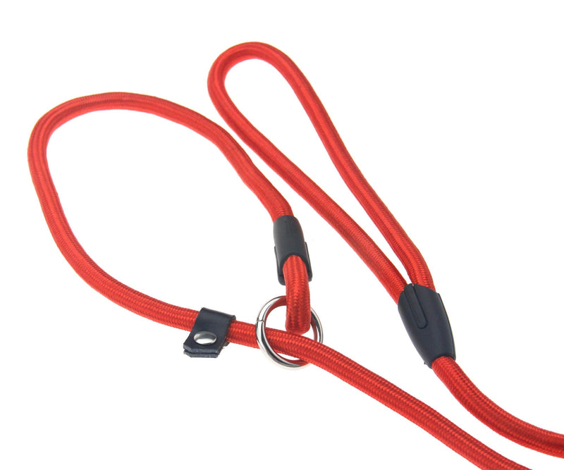 Slip Lead Dog Leash P Style Braided Nylon Rope Red 55.12 Inch/140cm Walking Training Lead Adjustable - PawsPlanet Australia