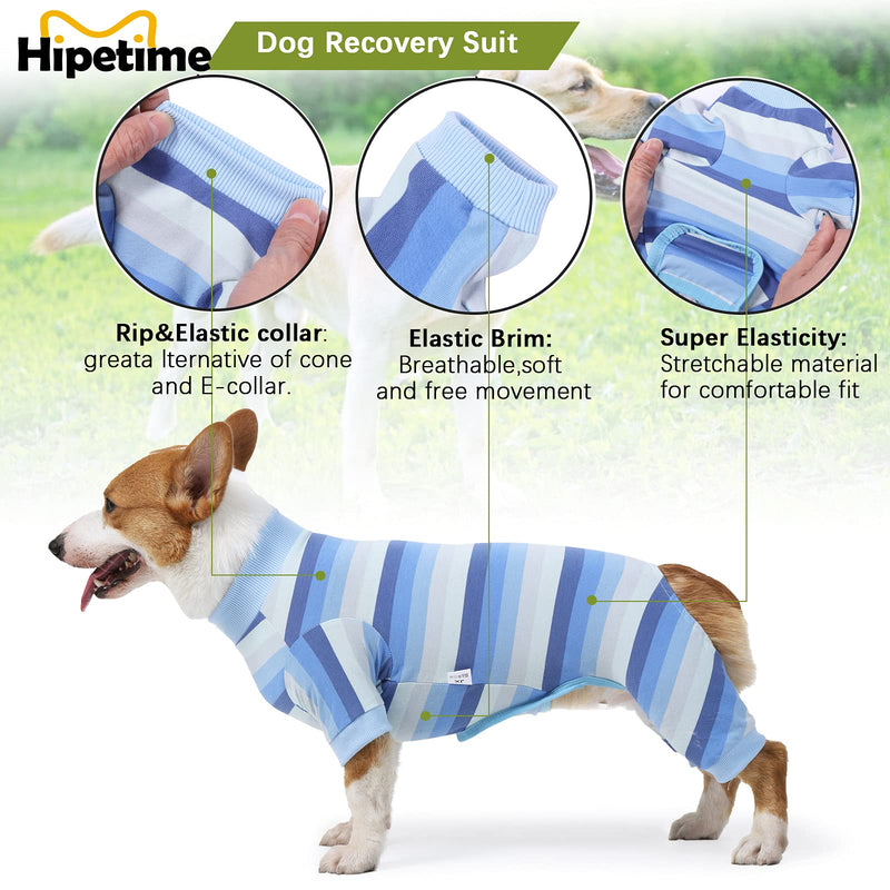 Hipet Dog Onesie After Surgery Dog Surgical Recovery Suit Female Male for Abdominal Wounds, Bodysuit With Sleeve Prevent Licking Biting Shedding E-Collar Alternative Pajamas For Small Medium Dog S Blue - PawsPlanet Australia