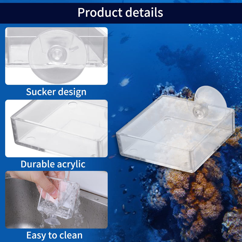 cobee Aquarium Feeding Bowl, 2 Pieces Fish Shrimp Feeding Dish Acrylic Clear Shrimp Feeding Tray Tank Feeding Bowls with Suction Food Water Bowl for Reptiles Shrimp Tropical Fish - PawsPlanet Australia