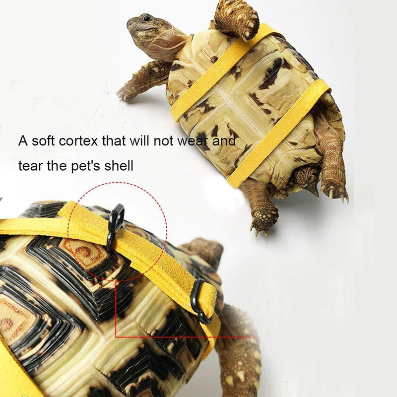 ASOCEA Pet Leather Harness Strap Walking Control Rope Great for Tortoise/Turtle Reptile Yellow - PawsPlanet Australia