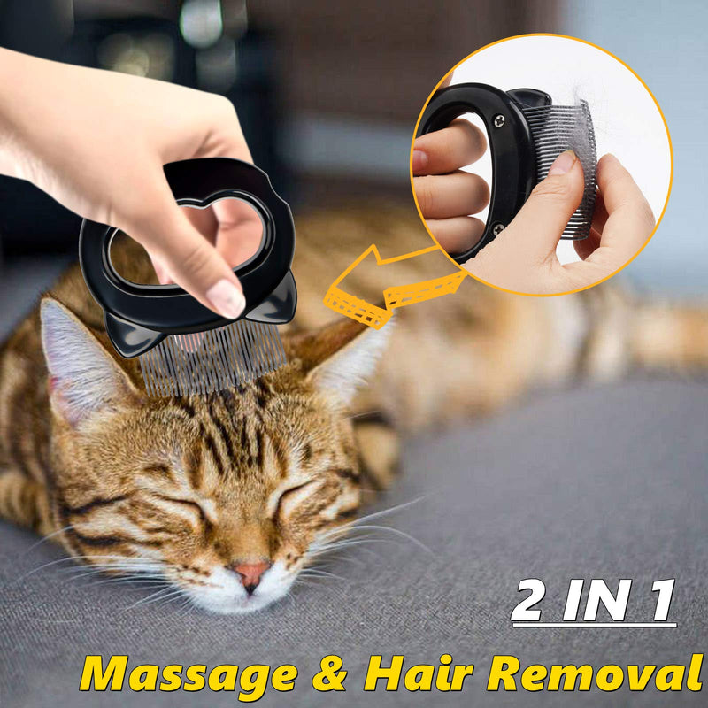 Cat Comb,Pet Dematting Short & Long Hair Removal Massaging Shell Flea Combs Grooming Shedding Soft Massage Deshedding Brush for Cats Dog Undercoat Tangles Matted Fur Remover Tool for Cats Black - PawsPlanet Australia