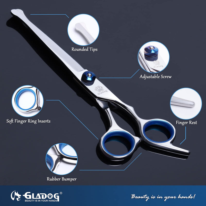 GLADOG Dog Grooming Scissors Kit with Safety Round Tips, Professional 5 in 1 Grooming Scissors for Dogs, Sharp and Durable Dog Grooming Shears for Dogs Cats Pets - PawsPlanet Australia