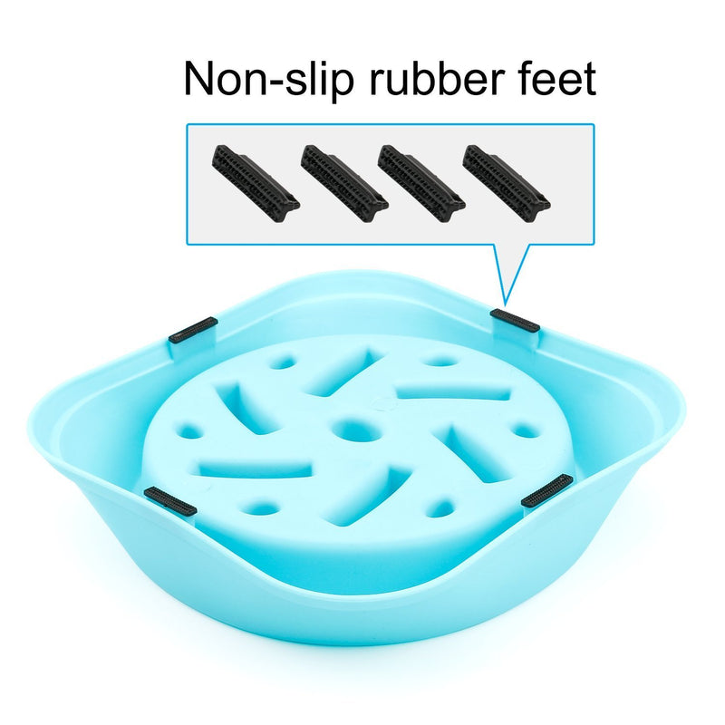 [Australia] - Baobeir Slow Feeder Bowl, Fun Feeder Interactive Bloat Stop Dog Bowl, Eco-Friendly Durable Non Toxic Bamboo Fiber Slow Feed Dog Bowl Blue 