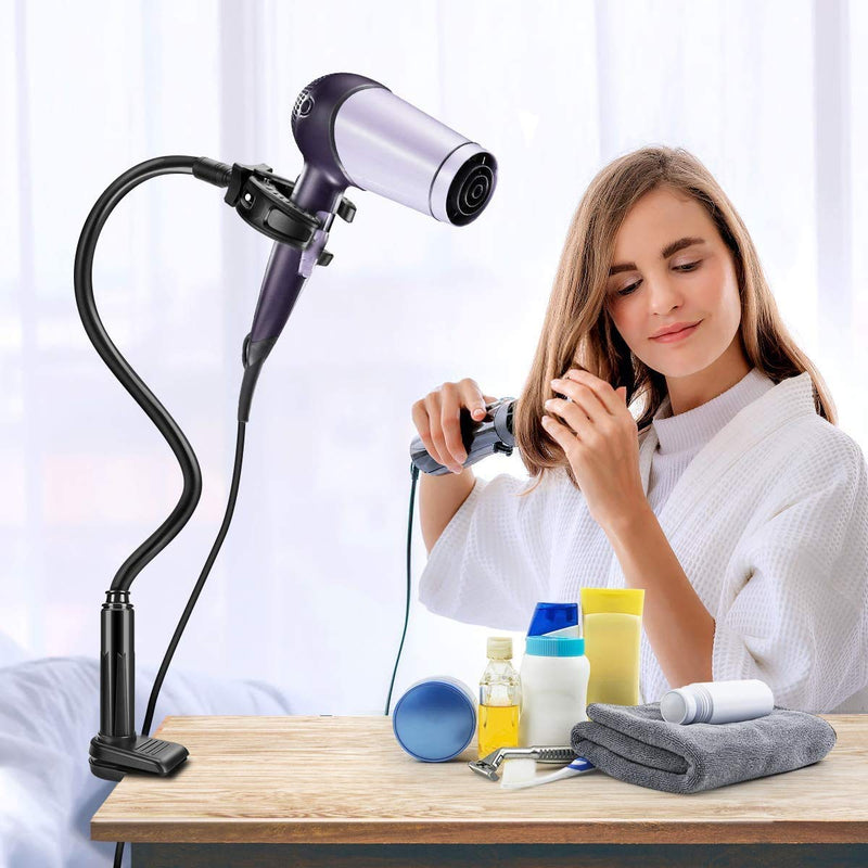 Ideashop Pet Hair Dryer Holder, 360 Degrees Rotatable Hands Free Pet Hair Dryer Stand Aluminium Magnesium Alloy Gooseneck Three-Jaw Bracket with Adjustable Clamp Mount for Dog Cat Grooming, Black - PawsPlanet Australia