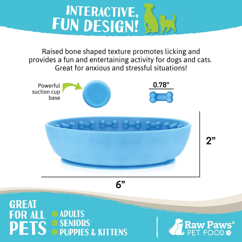 Raw Paws Lick Mat Bowl for Dogs & Cat - Distraction Lick Mat for Dogs with Suction - Lick Bowl for Dogs Large to Puppies - Interactive Cat Lick Mat - Dog Lick Mat for Anxiety - Dog Bowl Licking Mat Medium BLUE - PawsPlanet Australia