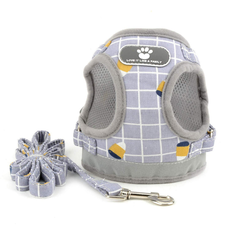 Zunea No Pull Small Dog Harness and Leash Set Adjustable Reflective Step-in Chihuahua Vest Harnesses Mesh Padded Plaid Escape Proof Walking Puppy Jacket for Boy Girl Pet Dogs Cats XS (Chest: 10.2") grey - PawsPlanet Australia