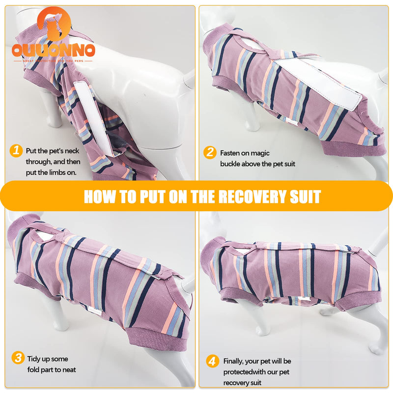oUUoNNo Dog Recovery Suit, Dog Surgical Suit for Abdominal Wounds, Dog Post-Surgery, Dog Cone and E-Collar, Prevent Dogs from Licking (S, Purple) S - PawsPlanet Australia