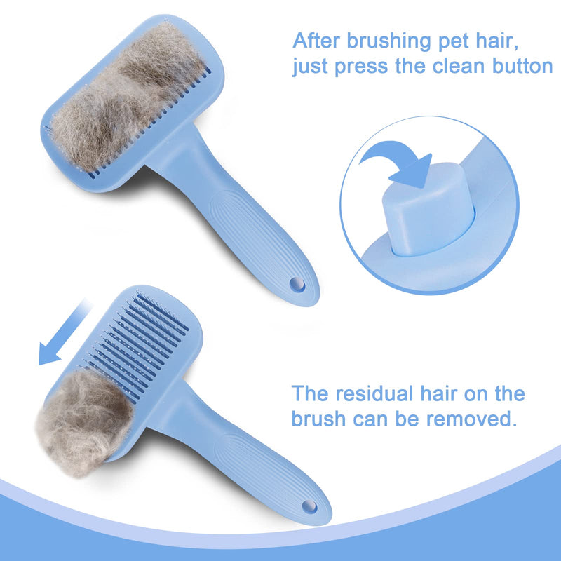 Uoking Dog Brush, Self Cleaning Slicker Brushes, Pet Grooming Comb Soft, Remove Loose Fur & Dirt, for Medium & Large Dogs Cats with Short to Long Hair, Professional Deshedding Tool - Blue - PawsPlanet Australia