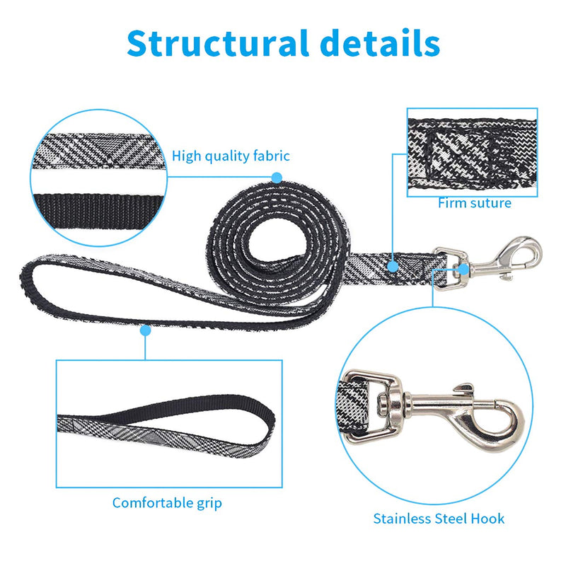 [Australia] - KLCW Leash and Collar for Small Dogs, Harness for Medium Dogs, Harness and Leash Set S Gray stripes 