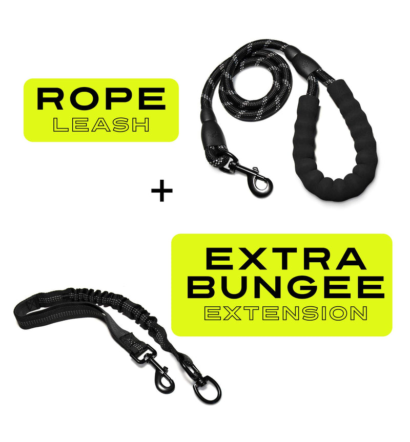 [Australia] - Bongomongo Dog Leash Heavy Duty Rope Leash for Large and Medium Dogs with Anti-Pull Bungee for Shock Absorption - with Reflective Stitches for Training, Walking, Jogging and Running Your Pet 