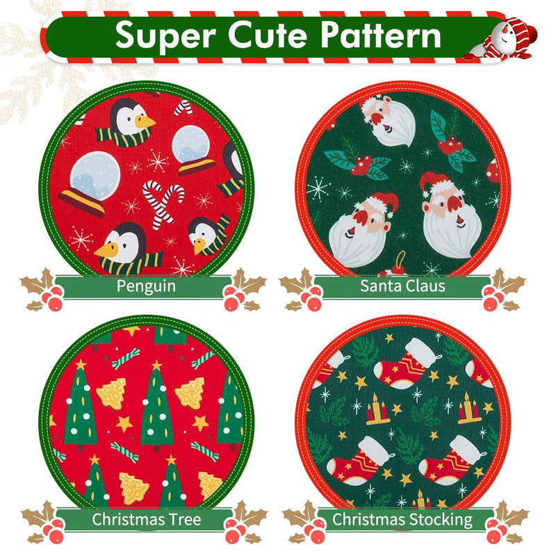 [Australia] - PUPTECK Christmas Dog Bandanas - Soft 4pcs Pet Triangle Bibs Scarf, Pet Accessories Handkerchief for Dog Cat with Penguin Santa Claus Christmas Pattern 2 Green & 2 Red 