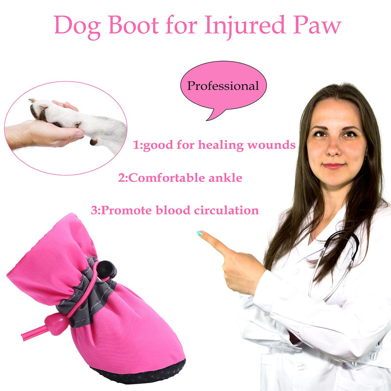 FURNOSE Dog Shoes for Hot Pavement,Non Slip Dog Boots Puppy Shoes for Small Medium Dogs with Reflective Straps, Paw Protectors for Dogs 4 PCS Size 3: 1.37"(W) Pink - PawsPlanet Australia