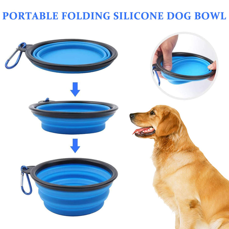 LxwSin Large Collapsible Dog Bowl, Travel Pet Bowl, 6 PCS Silicone Portable Pet Food Water Bowl Foldable Expandable Cup Dish for Outdoor Pet Dog Cat Food Water Feeding with Carabiner Clip for Travel - PawsPlanet Australia