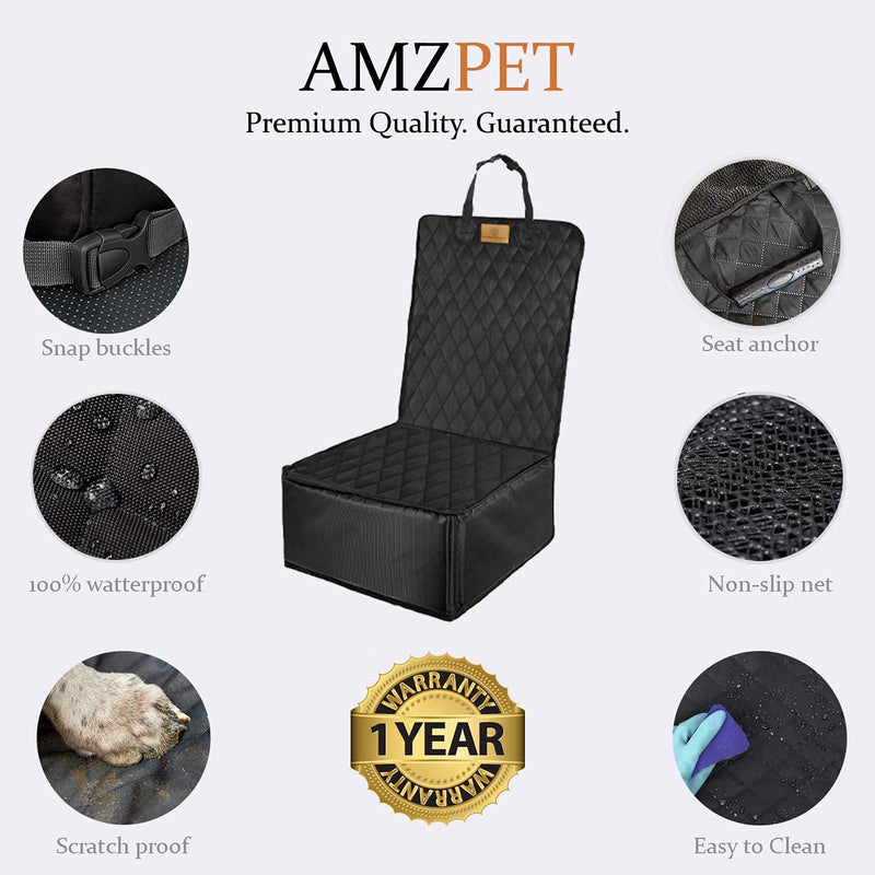 AMZPET 2-in-1 Front Car Seat Cover for Dogs and Dog Booster Seat (Universal: 50cm Wide) Waterproof Dog Car Seat Cover - Scratch Proof and Non-slip Car Seat Cover for Dogs - PawsPlanet Australia