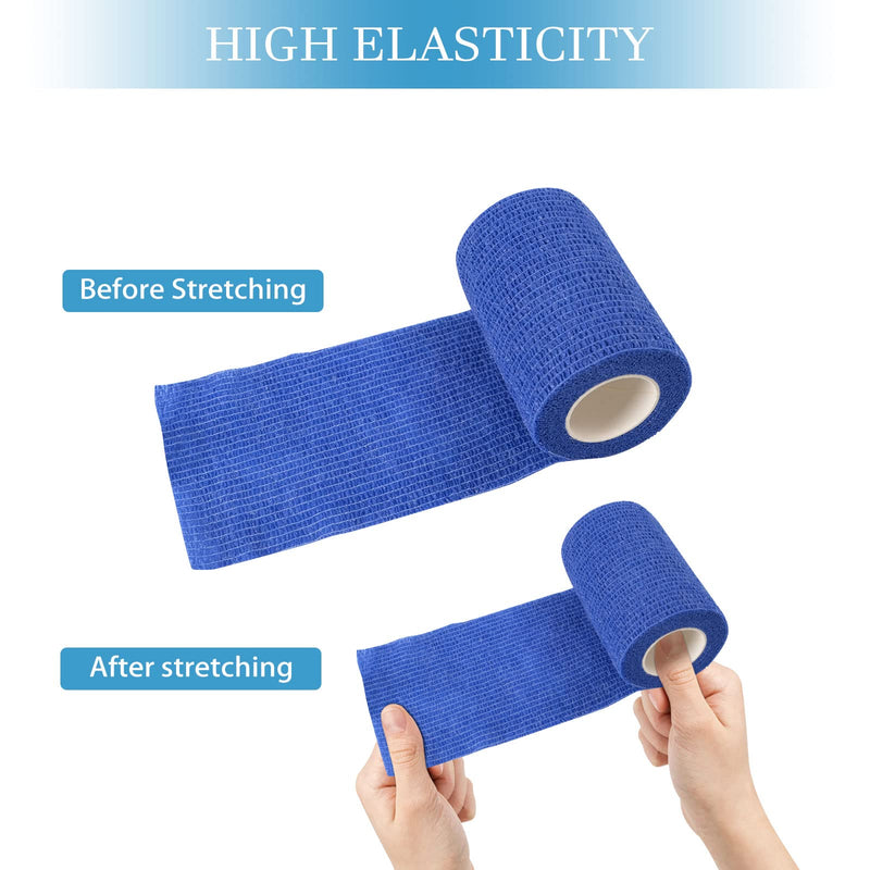 WUGU 12 rolls of self-adhesive bandage, 7.5 cm x 4.5 m adhesive bandage, elastic self-adhesive bandage, cohesive bandage, suitable for stretch athletes, wrist, feet, finger plasters, 12 pieces - PawsPlanet Australia