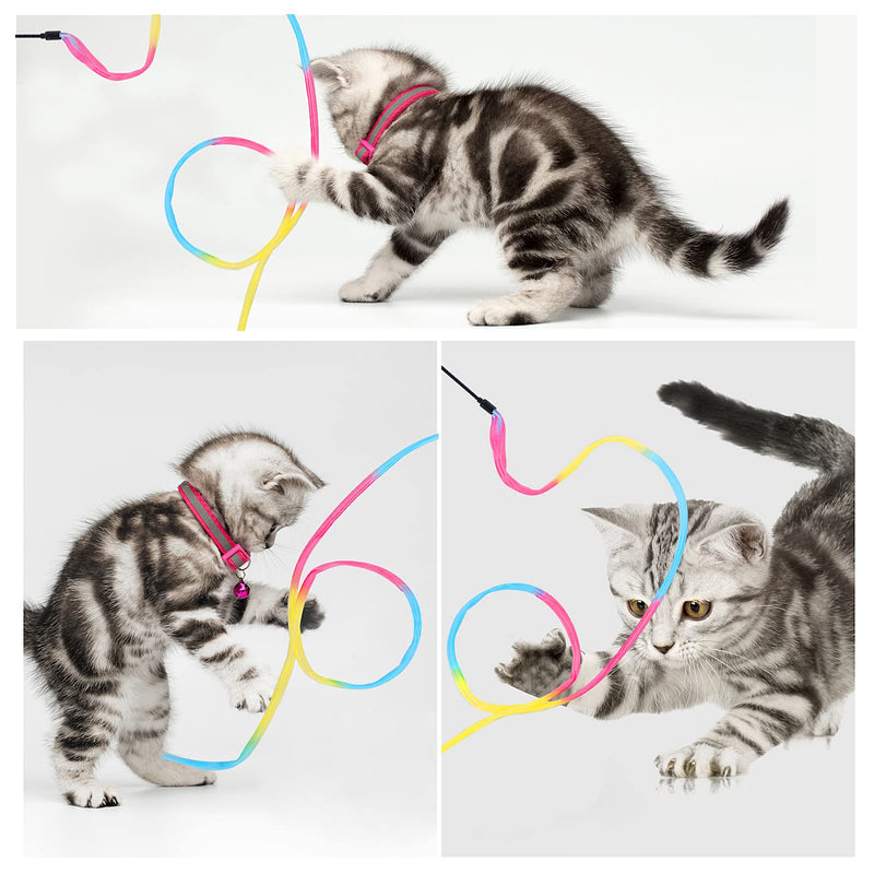 cobee Interactive Magic Wand for Cats, Rainbow Magic Wand for Cats Toy Cat Charmer String Kitten Ribbon Toy Ribbon Charmer for Playing (3 pieces, 30cm) 3 pieces, 30cm - PawsPlanet Australia